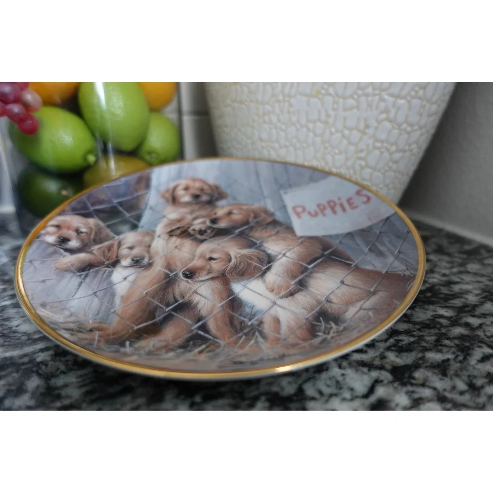 Vintage fine Porcelain Adopt a‎ Puppy Decorative plate